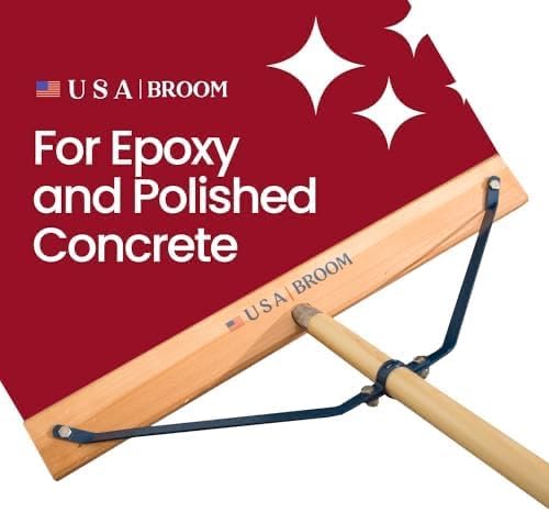 24" Soft Sweep Indoor Push Broom with 60" Handle. Ideal for Epoxy & Polished Floors. Durable American Made Steel Brackets-Stainless Steel Hardware. No Plastic. 100% Made in The USA