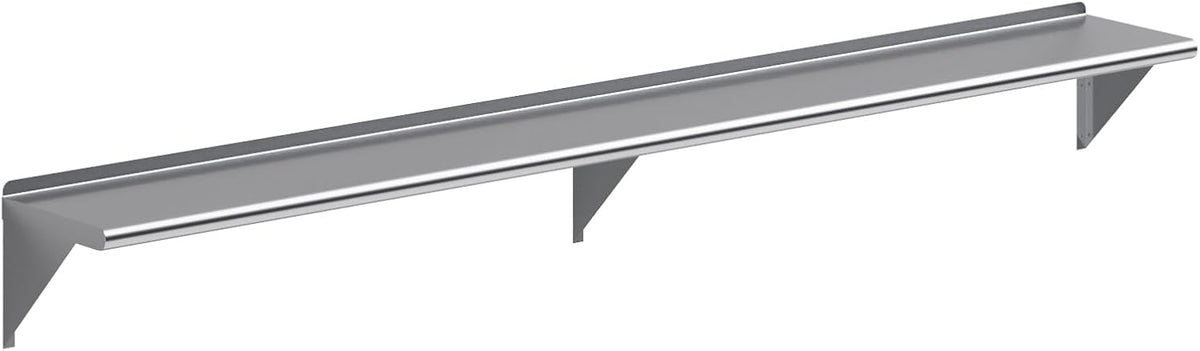 AmGood 96" Long X 12" Deep Stainless Steel Wall Shelf | NSF Certified | Appliance & Equipment Metal Shelving | Kitchen, Restaurant, Garage, Laundry, Utility Room