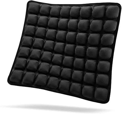 SUNFICON Air Cushion Inflatable Chair Air Seat Cushion Car Portable Breathable Comfort Cushion Office Wheelchair Pad Orthopedics Pain Pressure Relief Cushion Camping Seat Mat 18 x 16 x1 in Black