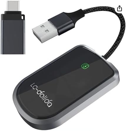 LC-dolida Wireless CarPlay Adapter for Apple -Convert Wired to Wireless Adapter Dongle Cars, Plug and Play for iOS 10+&Cars 2017