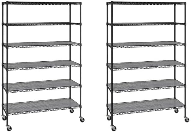 Organize in Style with The Members Mark 6-Tier NSF Heavy Duty Wire Shelving, 47.75" W x 18" D x 75.5" H (Graphite, 2 PACK)