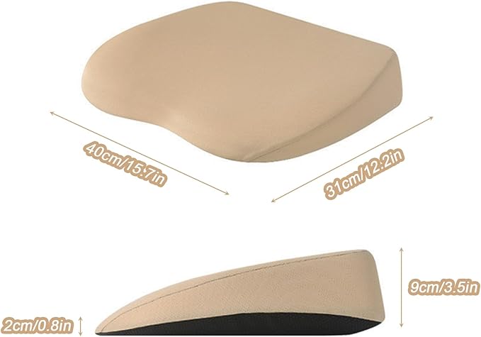 2 in 1 Wedge Car Cushions or Lumbar Support for Driving - 3.5 Inches Soft Memory Foam Driver Seat Cushion for Car Truck - Comfort Coccyx Cushion for Tailbone & Back Pain Relief, Black