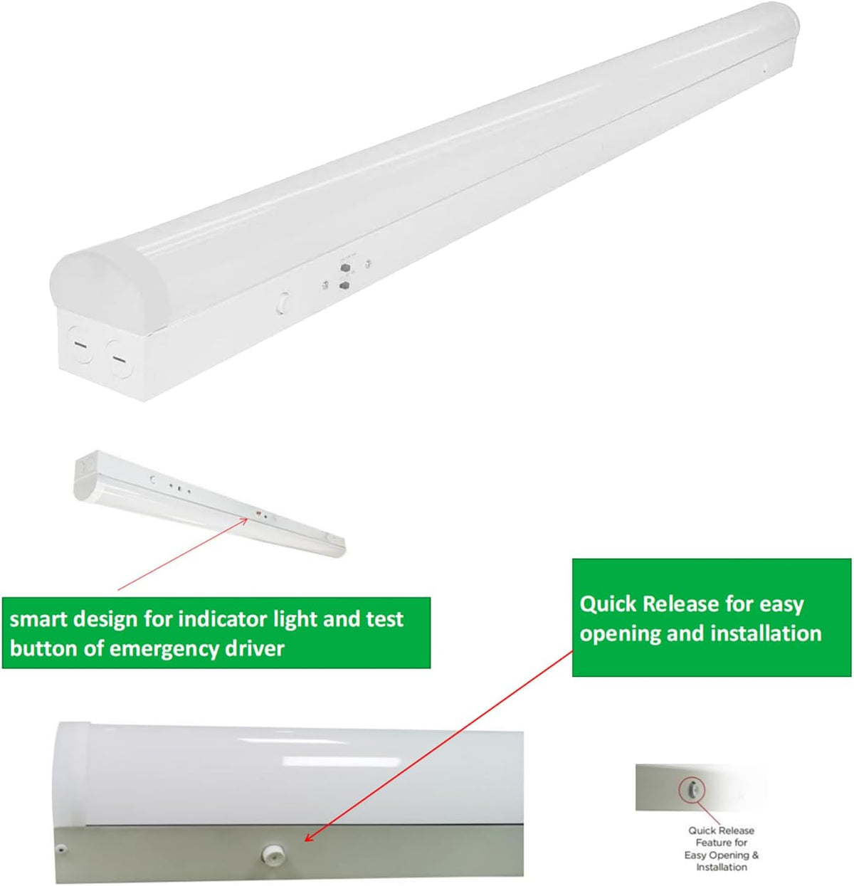 4FT LED Linear Strip Light Fixture, 4 Foot LED Shop Lights 40/32/24W 35/40/5000K CCT Selectable,Surface Mount and Hanging Ceiling Lighting Fixture for Garage, Warehouse, Workshop, Supermarket (4)