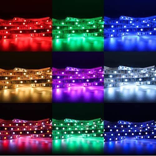 SUPERNIGHT LED Strip Lights, RGB Color Changing 16.4Ft SMD5050 LEDs Flexible Light Strip Rope Lighting Kit with 44 Key Remote Controller and 12V Power Supply for Bedroom TV Backlight Christmas