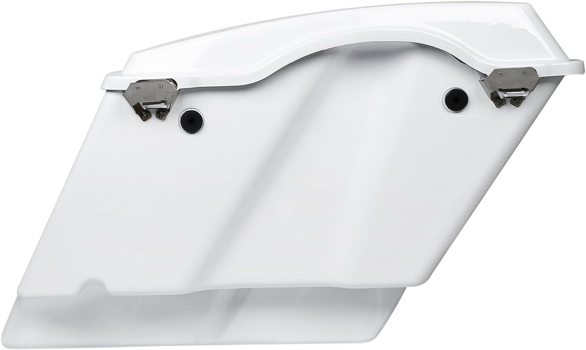 XFMT Motorcycle Stretched Saddlebags 5" Extended Hard Saddle Bags For Harley Touring Road King Street Glide Road Glide Electra Glide Ultra Classic 1993-2013, White