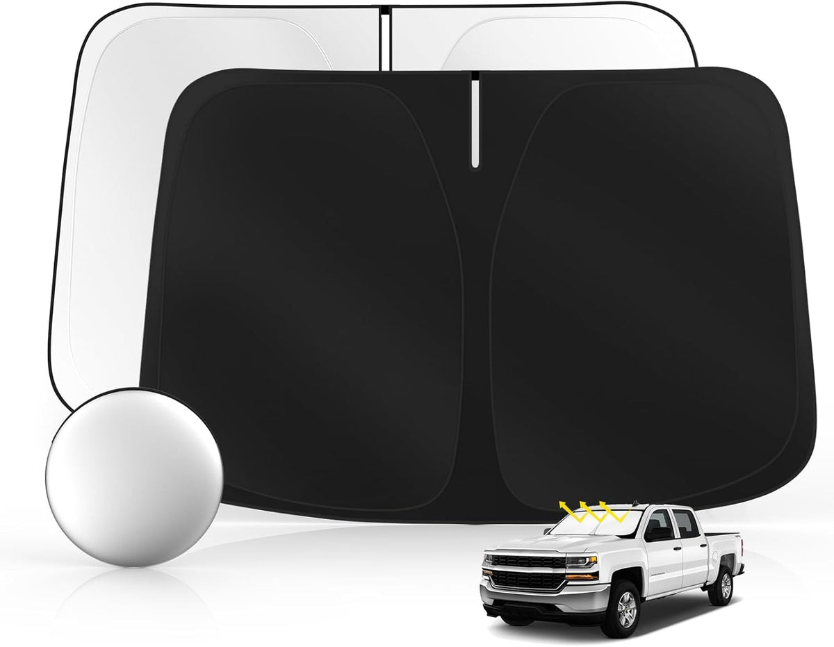 Windshield Sun Shade for Ch-evro-let Silverado 1500 2014-2018 Foldable Sunshade Custom Fit Front Window Car Interior Accessories Protector Blocks UV Rays