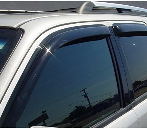 94084 Side Window Wind Vent Deflector, 4pcs Out-Channel Tape-On Nice Rain Guards Set,Dark Smoke Window Visor fit for 2009-2015 Honda Pilot