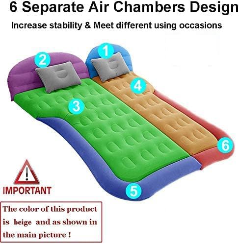 SAYGOGO SUV Air Mattress Camping Bed Cushion Pillow - Inflatable Thickened Car Air Bed Mattress with Air Pump Portable Sleeping Pad for Home Car Travel Camping Upgraded Version - Beige1