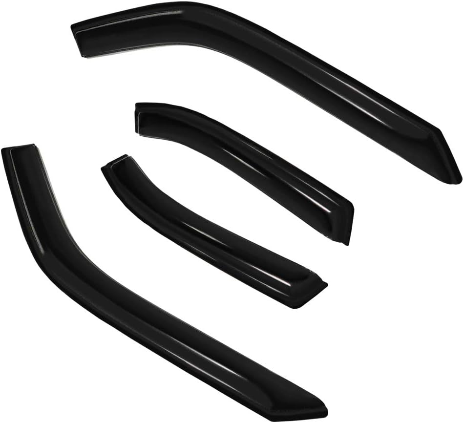 4pc Sun Rain Guards Window Visor Wind Deflector Compatible with Nissan Sentra Sedan 00-06 Smoke 94227