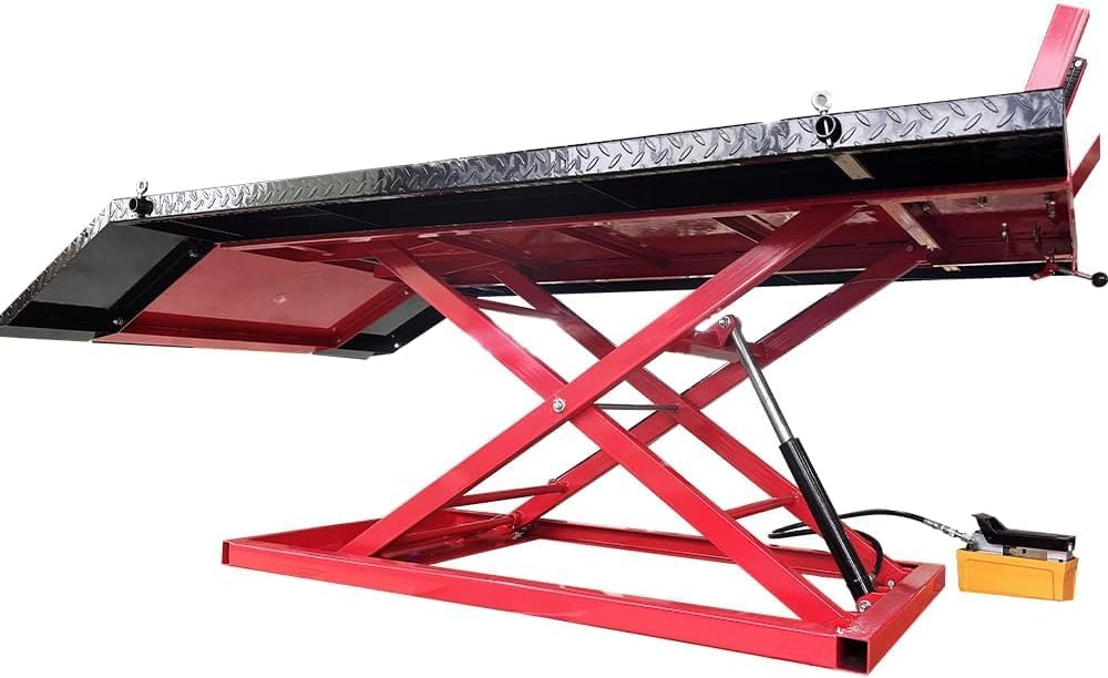 1500lbs Motorcycle Lift Side Extension Motorcycle Jack Table Pedal Hydraulic Pump Lift Table KT-Moto150
