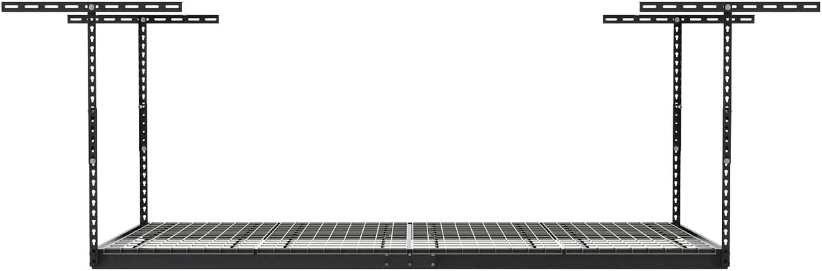 MonsterRax Overhead Garage Storage Rack - 4 x 8 Ceiling Rack for Garage Racks, Organization Shelving, Adjustable Hanging Shelf, Grey 18"- 33" Height Adjustment