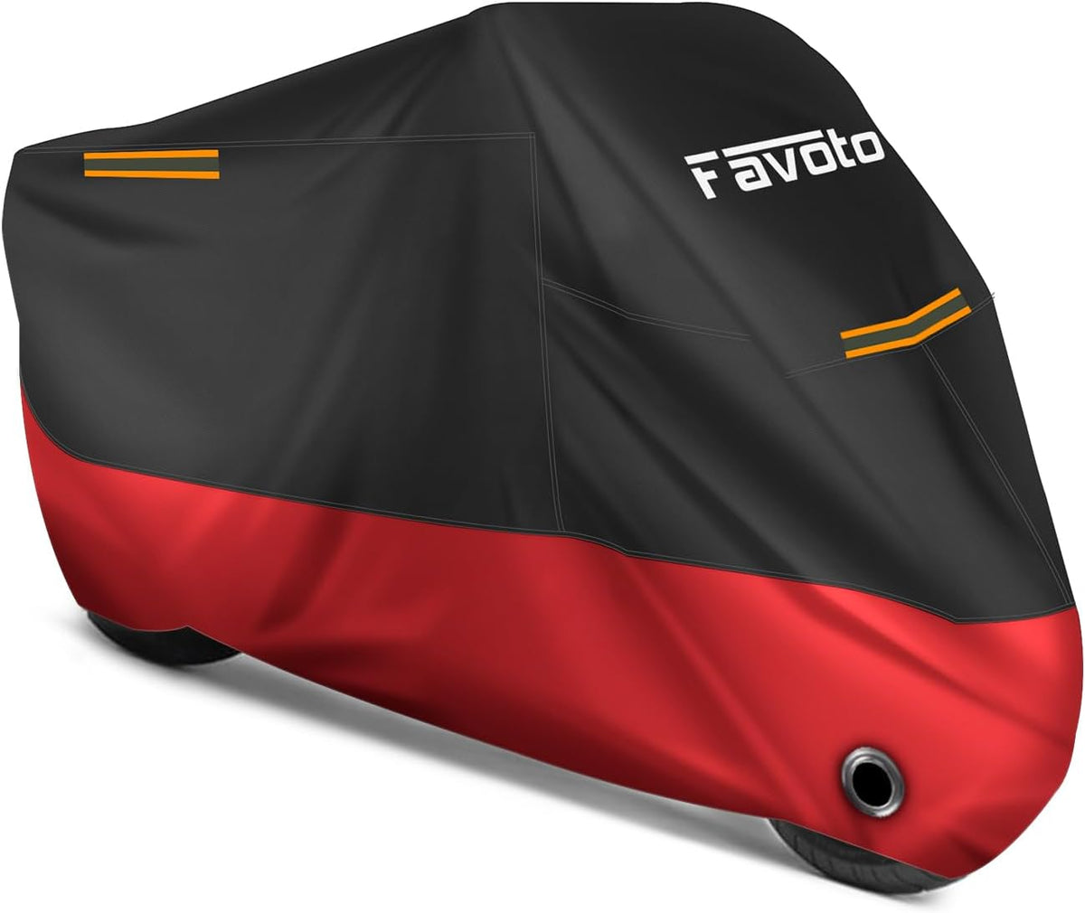 Favoto Motorcycle Cover Waterproof Outdoor - 104 inches Length All Season Universal Weather Sun Rain Protection Night Reflector with Lock-Holes & Storage Bag Motorbike Vehicle Cover, Red