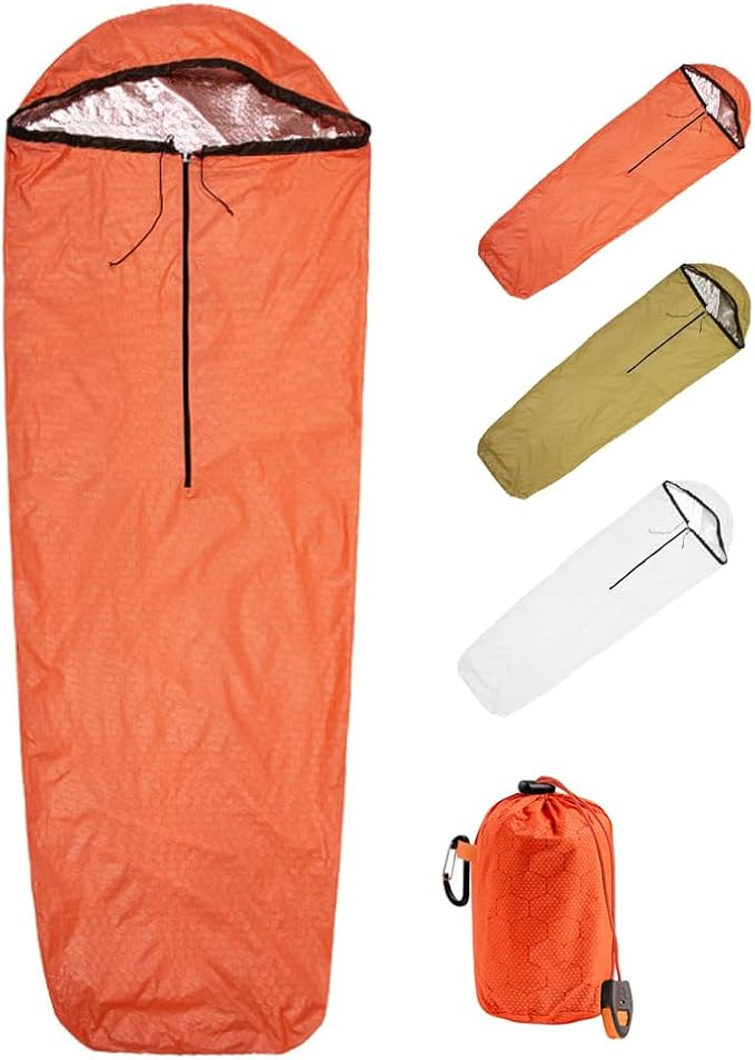 Emergency Sleeping Bag Thermal Bivvy, Lightweight Survival Sleeping Bags Thermal Bivy Sack Portable, Compact, Waterproof, Reusable for Camping, Hiking, Outdoor, Activities