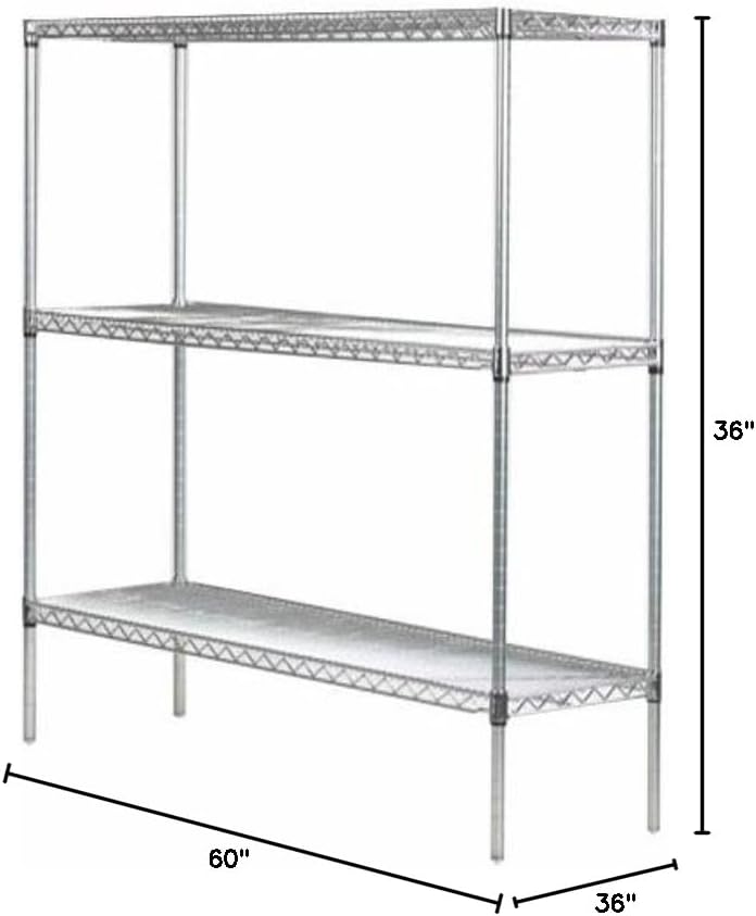 Omega 36" Deep x 60" Wide x 36" High 3 Tier Gray Starter Shelving Unit