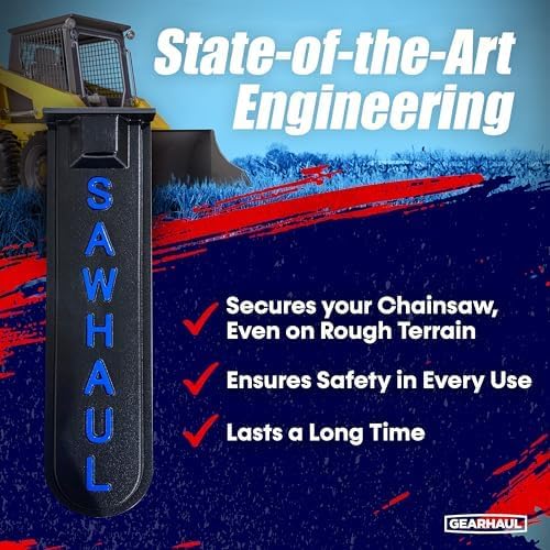 SawHaul Universal Tractor Chainsaw Holder - Made in Kansas USA - Fixed Mount Chainsaw Carrier (20" Blue) Compatible w/All Brands