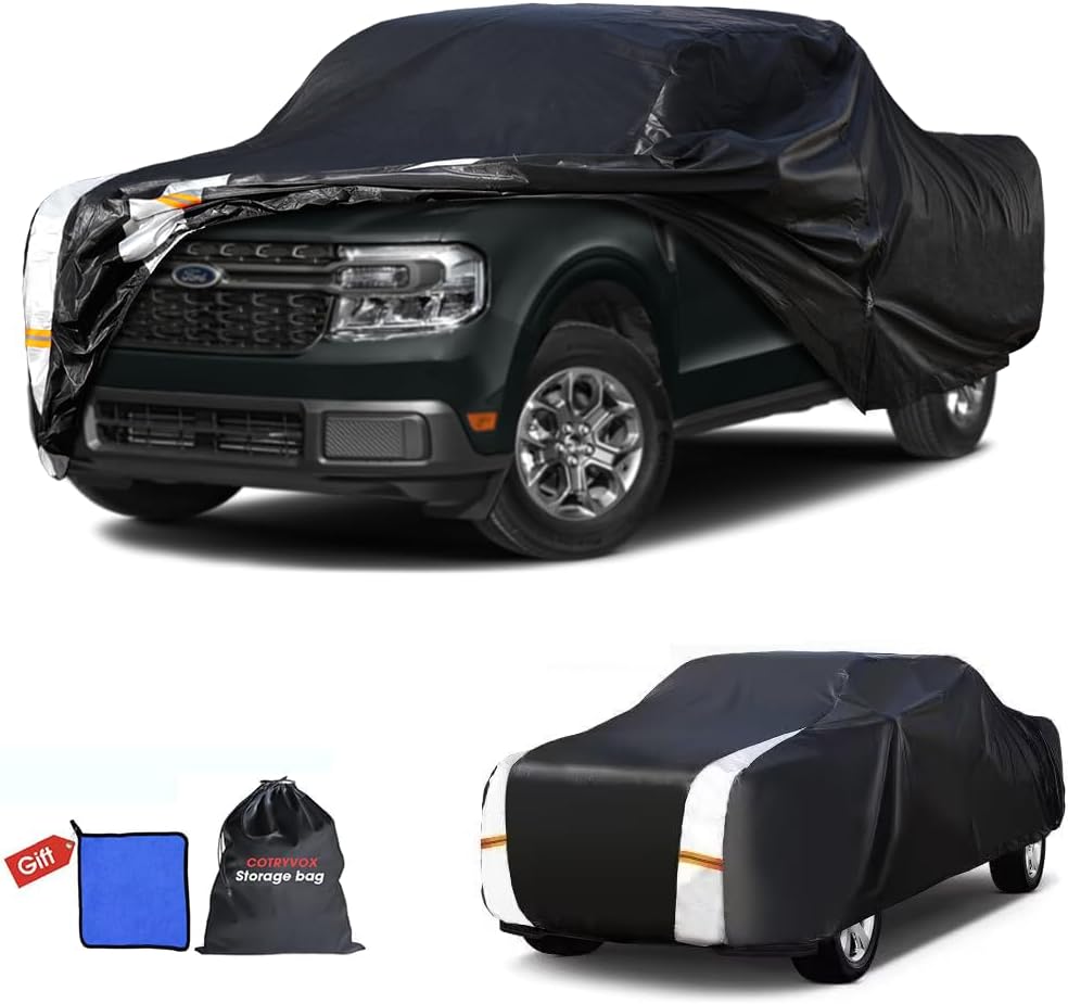 Ford Maverick Truck Cover Custom Fit 2021-2026 SuperCrew Cab Short Bed(4.5') with Door Zipper, 10 Layers Outdoor Heavy Pickup Truck Cover Waterproof All Weather, Wind Dust Sun Protector.