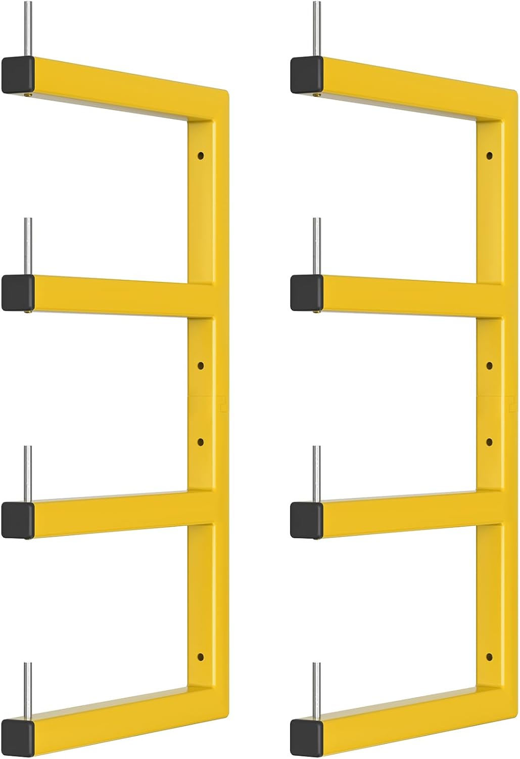 2-Pack Lumber Storage Rack, Wood Storage Racks Wall Mount, Heavy Duty Garage Wood Organizer with 4-Level System, Yellow Utility Rack Organization Up 800 Lbs, Metal Lumber Shelf for Indoor and Outdoor