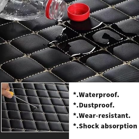 Custom Floor Mats for Cars，Luxury Full Coverage All Weather Car Floor Mats，Leather Car Mat Set ， Floor Mats for 99% of Cars, Trucks & SUVs (Black Purple)
