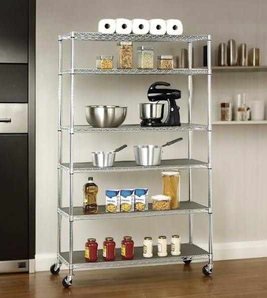 Generic Organize in Style with The Members Mark 6-Tier NSF Heavy Duty Wire Shelving, 47.75"" W x 18"" D x 75.5"" H (Plated, 1 PACK)
