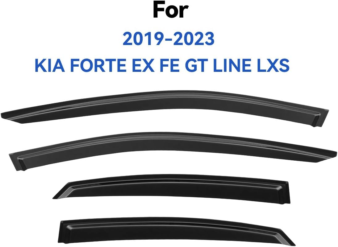 Window Visors Rain Guards for 2019 2020 2021 2022 2023 2024 Kia Forte, Out-Channel Window Vent Wind Deflectors Visors Shades for 19 20 21 22 23 24 Forte