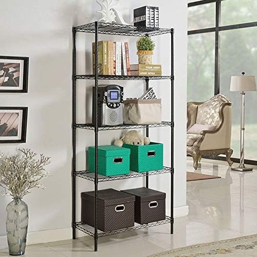 Wire Shelving Unit Commercial Metal Shelf Adjustable Layer Rack Strong Steel for Restaurant Garage Pantry Kitchen Garage (36×14×72, Black)