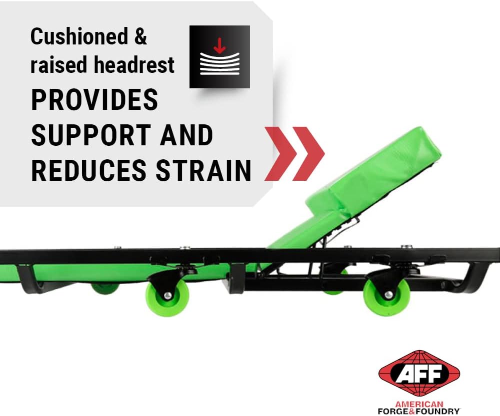 AFF Viking Mechanic's Creeper - Low Profile Fully Padded Design with Adjustable Head - Heavy Duty