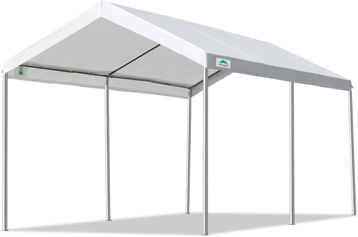 ADVANCE OUTDOOR Adjustable 10x15 ft Heavy Duty Carport Car Canopy Garage Boat Shelter Party Tent, Adjustable Height from 9.5 ft to 11 ft, White