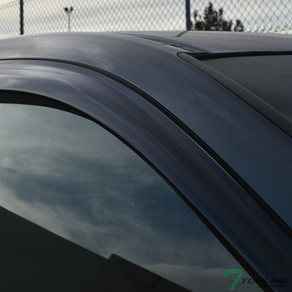 4Pcs Dark Smoke Tint Front Rear Window Deflector Sun/Rain/Wind Guards Shade Smoke Window Visors 2001-2004 Compatible with Toyota Tacoma Double/Crew Cab