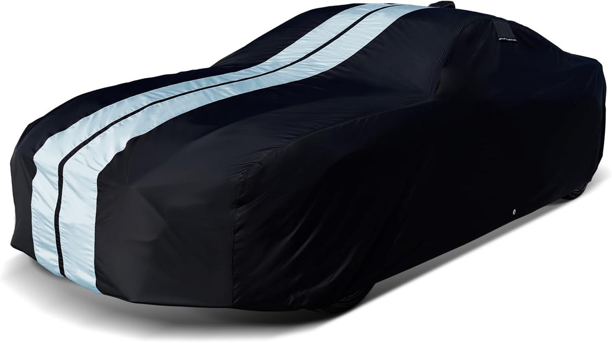 iCarCover Custom Car Cover for Chevy Bel Air (1950-1957) Waterproof All Weather Rain Snow UV Sun Protector Full Exterior Indoor Outdoor Car Cover (Stripe - Black/Gray)