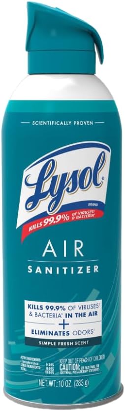 Lysol Air Sanitizer Spray, For Air Sanitization and Odor Elimination, Simple Fresh, Lavender, Cotton Blossom 10 Fl. Oz (Pack of 3)