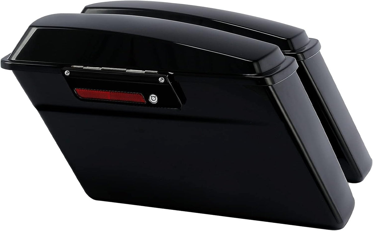 XFMT Vivid Black Hard Saddlebags Saddle Bags Trunk Black Latches W/Chrome Conversion Brackets For Harley Softail Heritage Classic Deluxe 1984-2017