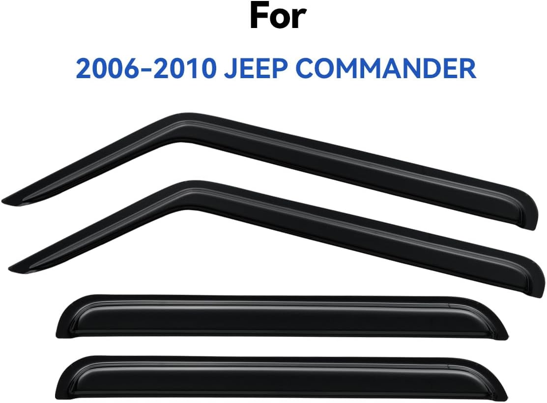 Window Visors Rain Guards for 2006-2010 Jeep Commander, Out-Channel Window Vent Wind Deflectors Visors Shades for 06-10 Jeep Commander