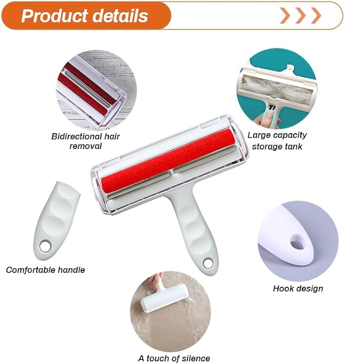 Pet Hair Remover Roller – Reusable Lint Roller for Dog & Cat Hair – Self-Cleaning Brush for Couch, Carpet, Furniture & Car Seats – Efficient Fur Removal Tool with Ergonomic Grip