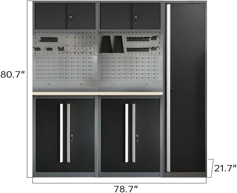 Metal Workbench Cabinet Set, Tool Cabinets with Drawers, for Workshop Basement Utility Room