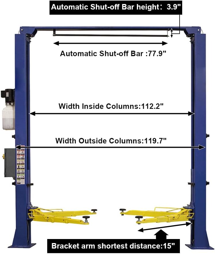 Car Lift 9,000lbs 2 Post Auto Lift Overhead Auto Truck Hoist for Home Garage, 220V