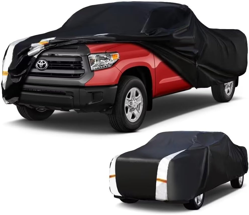 Toyota Tundra Truck Cover Custom Fit 1999-2021 Double Cab/CrewMax Cab SB (5.5'-6.5') With Door Zipper, 12 Layers Full Exterior Pickup Truck Cover Waterproof All Weather,Wind Dust Sun and UV Protector.