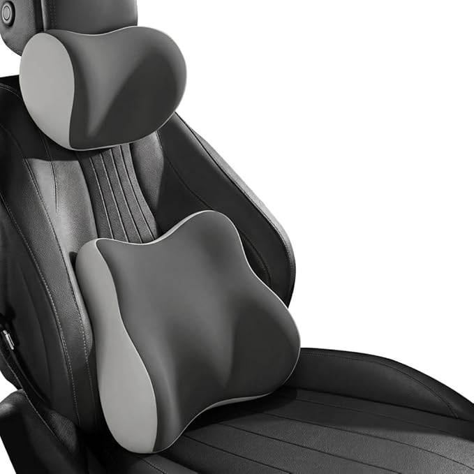 Car Headrest Pillow & Lumbar for Audi A3/A4 B8/A4 B6/A3 8P/A5/A4 B7/A4/A6 C6/Q5/A6/A6 C7/A6 C5/Q7/A3 8V, Car Seat Neck Pillow Back Support, Breathable All-Season Automotive Seat Cushions, 2PCS