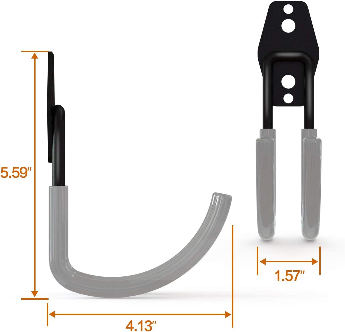 Garage Storage Utility Hooks，Garage Garden Tool Organizer，Steel Wall Mount Hooks, Large Garden U Hooks （2 Pack） (Type-2-Gray)