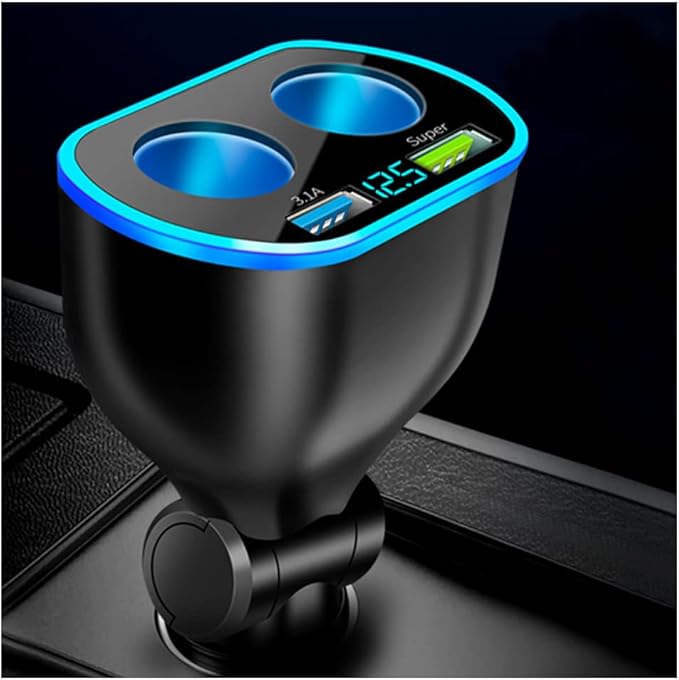 4 in 1 Cigarette Lighter Splitter Dual Cigarette Light Port Car Charger,66W High Power Fast Charging Car Phone Charger Compatible with iPhone 14/13/12/11 Pro Max,Galaxy S23/22/21,iPad,GPS