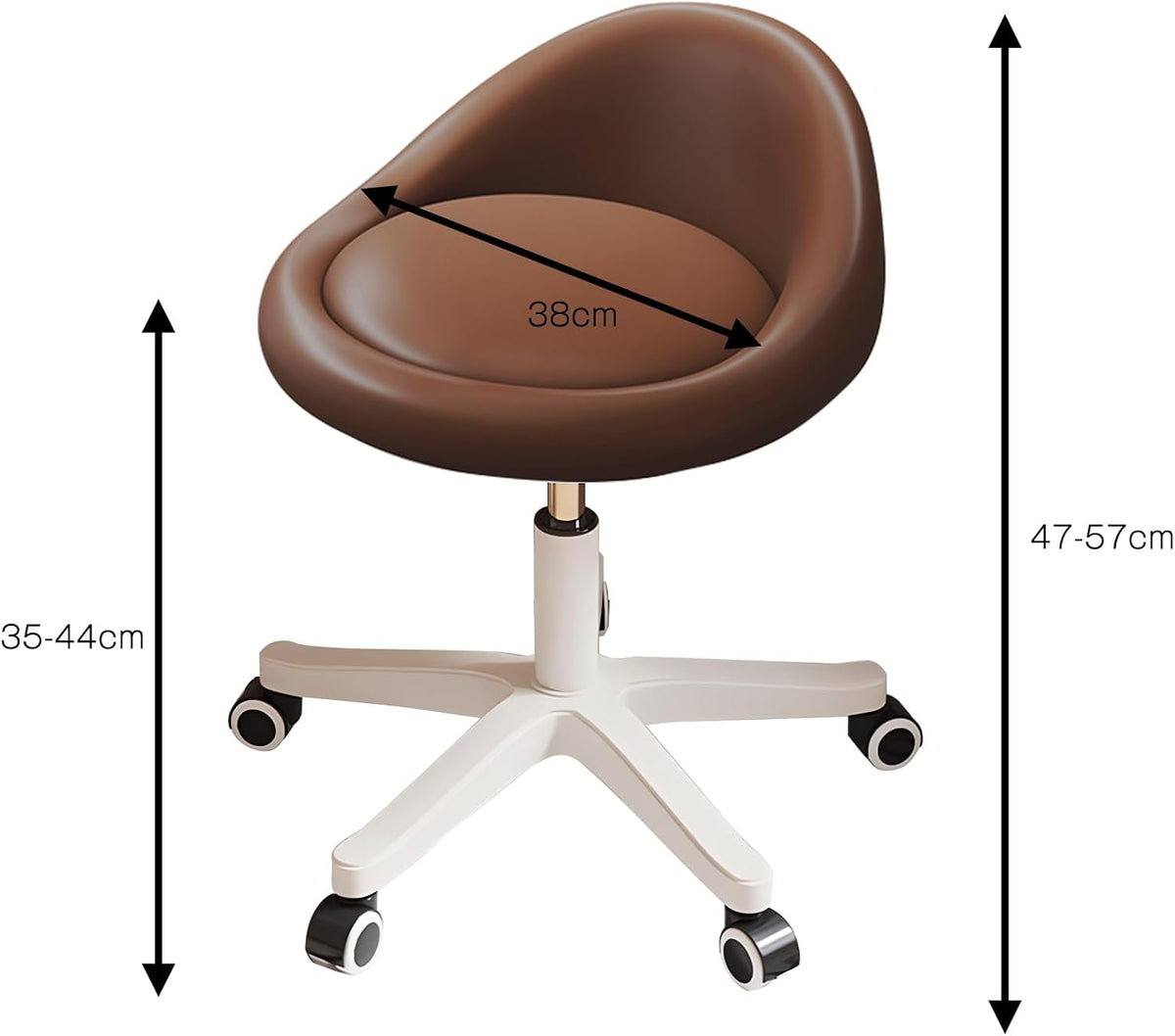Rolling Stool Set of 6 Rolling Hydraulic Salon Stool with Low Backrest - Adjustable Swivel Chair for SPA, Shop, Salon, Massage, or Medical Office Brown