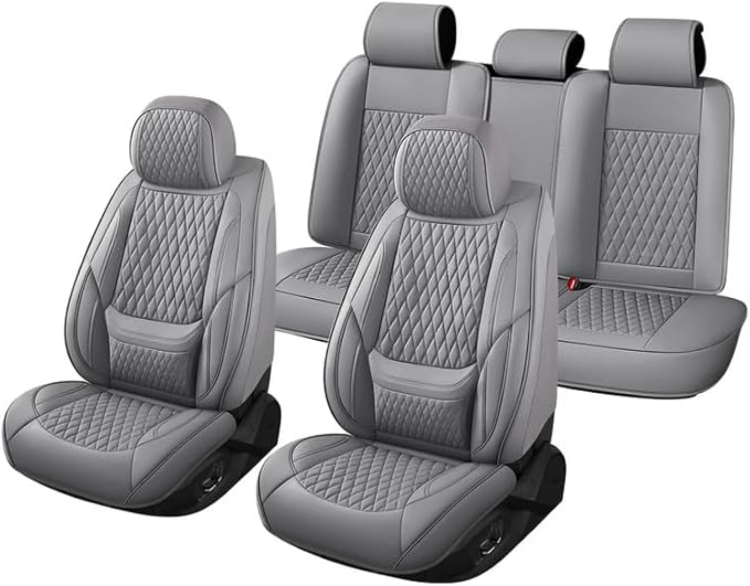 Car Seat Covers Full Set Custom Fit for Buick Envision 2016-2026 - Premium Faux Leather with Lumbar Support | Breathable, Waterproof, Anti-Slip, Durable (Gray,Full Set)