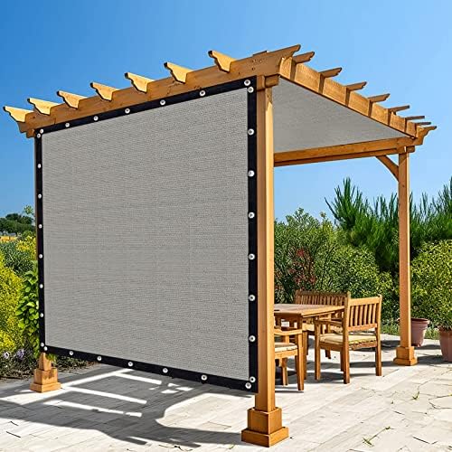 Amagenix 90% Shade Fabric 13'X 13' Gray Sun Shade Cloth with Grommets for Pergola Replacement Shade Cover Canopy, Heavy Duty, Cable Zip Ties Included (We Customized)
