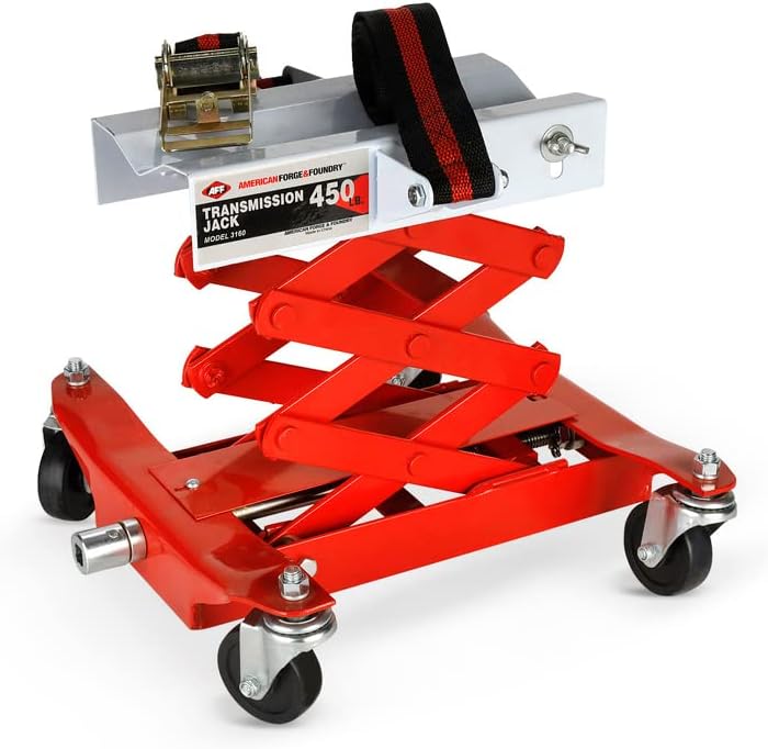 AFF Manual Transmission Jack - Use 1/2" Drive Ratchet to Operate - for Transmissions & Gas Tanks on Smaller Vehicles - 450 lbs Capacity