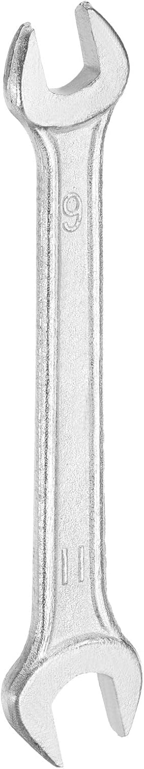 HARFINGTON Double Open End Wrench 9mm x 11mm Metric 15 Degree Offset Angle Small Flat Head Wrench Galvanizing Open Ended Spanner for Automotive Repair Furniture Assembly