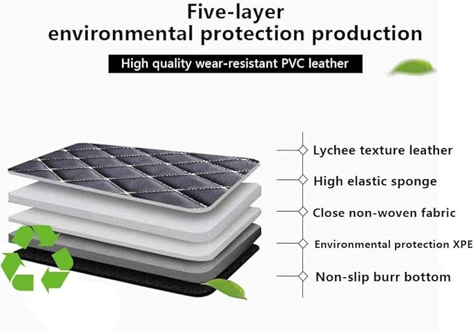 Custom Fit Car Floor Mats - Full Coverage Automotive Leather Floor Liners for Most Vehicles by MingyunSM (Coffee & Blue)
