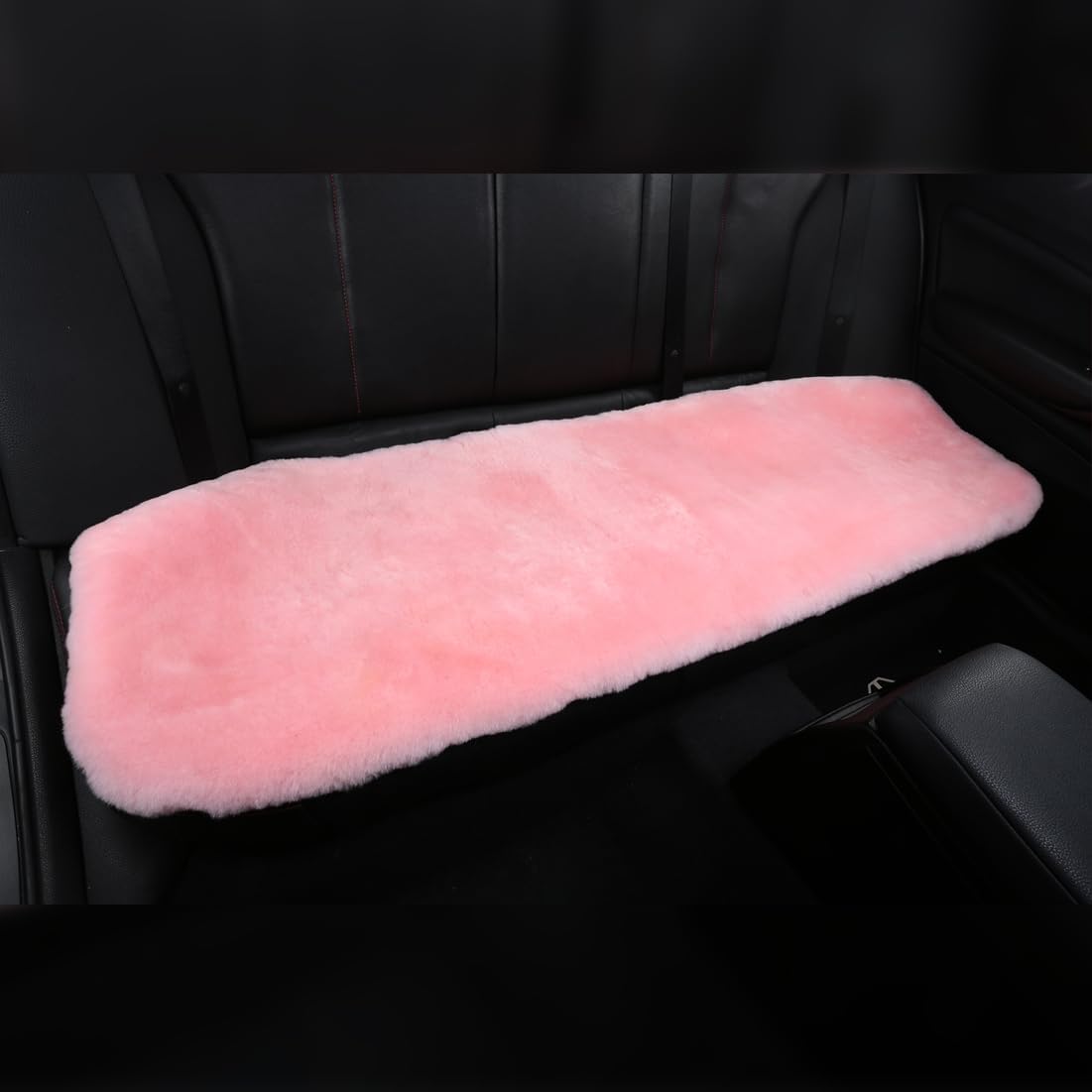 Fluffy Genuine Australia Sheepskin Car Seat Cover for Auto Interior Accessories with Soft Fuzzy Wool Eco-Friendly Natural Fur Non-Slip (Pink, Back)