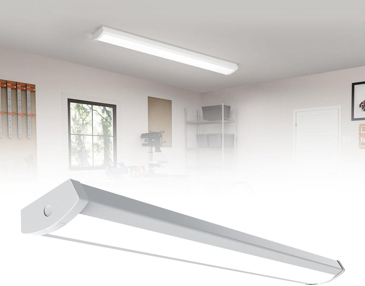 HYPERLITE 4ft LED Wraparound Light 60W,6600LM 4' LED Shop Lights Fixture with 3 Wattages for Garage,4000K Neutral White Wrap Light AC120V, 48inch Led Light Fixtures for for Garage, Office, Kitchen