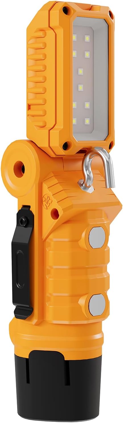 VTEK Rechargeable LED Work Light with Magnetic Base & Hanging Hook Mechanic Portable Working Light for Car Repairing,Home Using,Barbecue,Outdoors (Yellow)