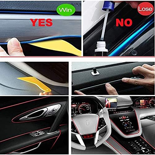 MaxLax El Wire Lemon Green Interior Car LED Strip Lights, 10m neon Wire 12V with Fuse Protection for Automotive Car Interior Decoration with 6mm Sewing Edge