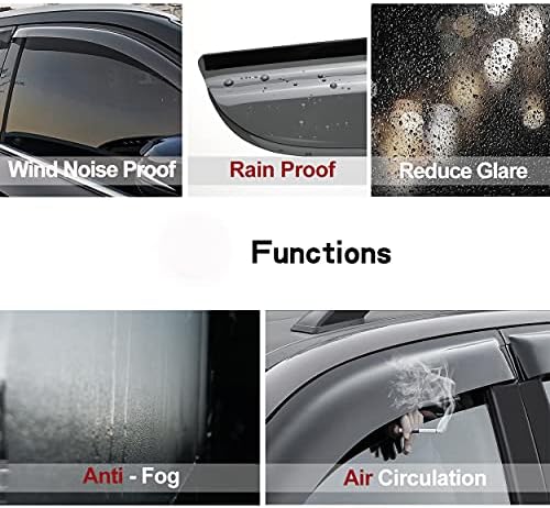 92359 Side Window Visor Wind Vent Deflector fit for 2015-2024 Ford Mustang,2pcs Outside Mount Style Tape-On Nice Sun Rain Guards Set
